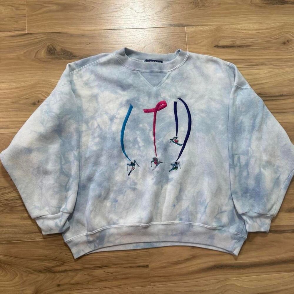 90s Limited Too Ski blue tie-dye rare embroidered crewneck Size boxy medium